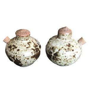 Bohemian Pottery Salt & Pepper Ceramic Handmade Shakers with Cork Stopper